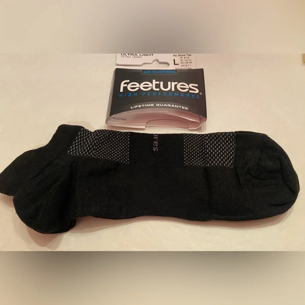 Feetures Unisex‎ High Performance Ultra Light No Show Tab Socks Size Large